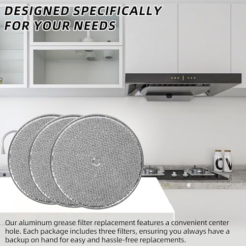 (3-Pack) Calvana 9-1/2" Aluminum Grease Filters with Center Hole for Range Hood