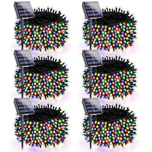 Solar Christmas Lights, Super Bright 270FT 480 LED Solar Lights String with 8 Lighting Modes, Outdoor Waterproof Green Wire Solar Mini Twinkle Light for Xmas Garden Decorations (Multi-Colored)