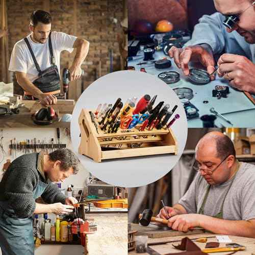 Bamboo Screwdriver Organizer Rack Desktop Hand Tool Stand and Repair Tool Storage Holder