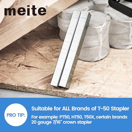 meite 3/8 Inch Galvanized Heavy Duty Staples for T50 Staple Gun, 1,512 Count Pack