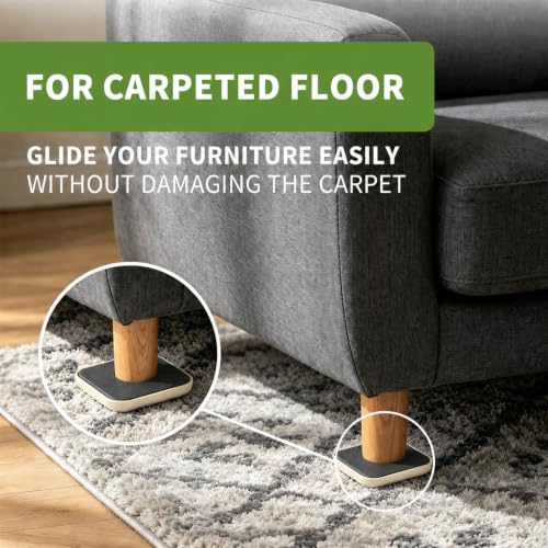 Yelanon 20 Pcs 3.5-Inch Furniture Sliders for Carpeted Floors - Heavy-Duty Moving Pads