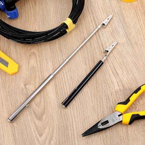 4Pcs Stainless Steel Alligator Clips, Telescopic Metal Wire Clamp, Bracelet Helper Tool with Pen Clip, Extended Clip for Mechanic Jewelry Home Repair Jewelry Fastening Picking Items