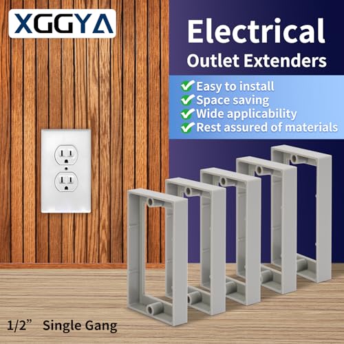 Gray 4-Pack Single Gang Receptacle Outlet Box Extenders 1/2" - Easy Install