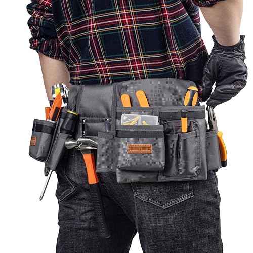 Tool Belt,12 Pockets Tool Belts for Men, Heavy Duty Carpenter/Construction/DIY'er/Electrician .Double layer thickened polyester fiber with waterproof coating.