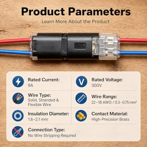 20PCS Double Wire Plug-in Connectors with Locking Buckle for 18-22 AWG Wires, Flame-Retardant Safety Housing