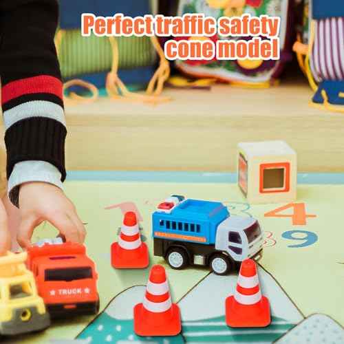 50pcs Mini Traffic Cones, Plastic Miniature Road Safety Cones Training Small Sports Construction Barricades Mini Road Practice Signs Toy Orange Traffic Caution Signs for Micro Landscape Sand Table
