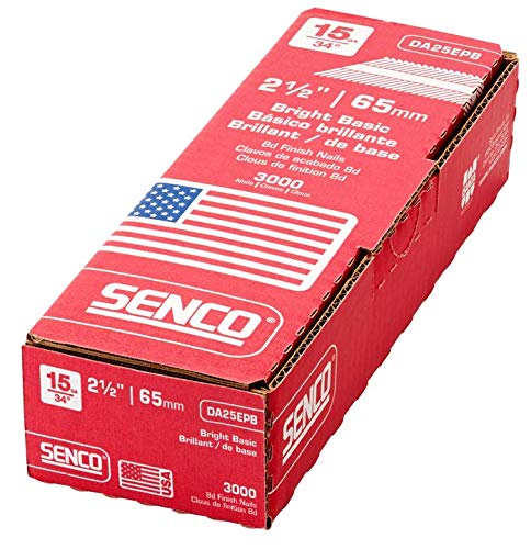 Senco 15 Gauge Finish Nails 2-1/2 Inch Bright Basic Finish Nail, 3,000 per Box