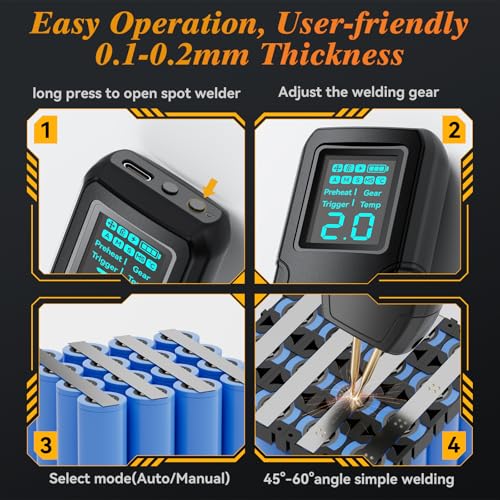 Battery Spot Welder, Awgem Battery Welder 99 Gear Handheld Spot Welder with LCD Screen Auto/Humanized Manual Modes, Portable Spot Welding Machine for Welding Nickel Strips and Iron