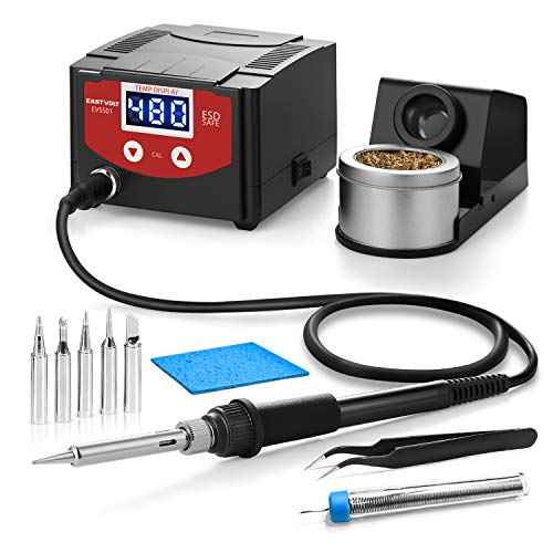 Eastvolt Digital Soldering Station with 10 Minute Sleep Function, Auto Cool Down, C/F Switch, Ergonomic Soldering Iron