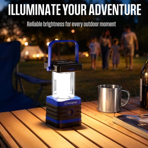 Westinghouse Solar Rechargeable Camping Lantern - 1000 Lumen LED, IPX4 Water-Resistant, 5 Modes, USB-C & Solar Power