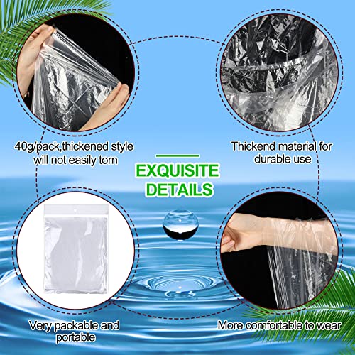 Handepo 100 Pack White Disposable Rain Ponchos with Hood for Adults