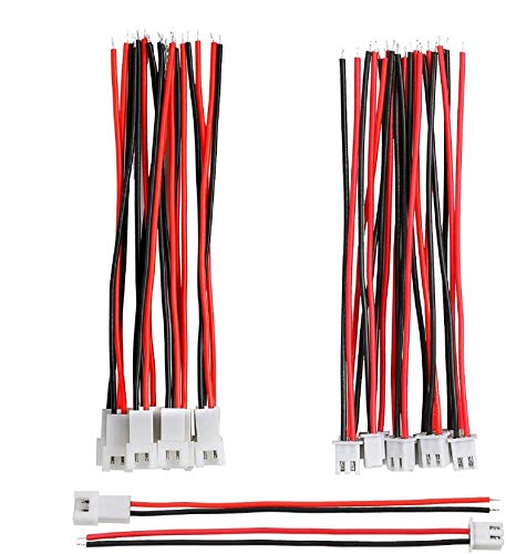 LYJEE 10 Pairs Micro JST 1.25mm 2 Pin Electrical Connectors with 80mm Wires - Variation 2 PIN-26AWG