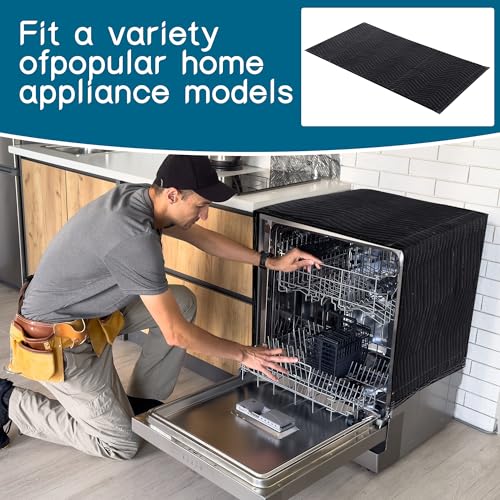 BALAPET 2 Pcs 16x46in Black Thick Quilt Dishwasher Insulation Blanket with Hook & Loop Fasteners