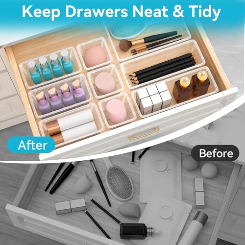 Milky 12-Piece Drawer Organizer Set for Cosmetics & Office Supplies