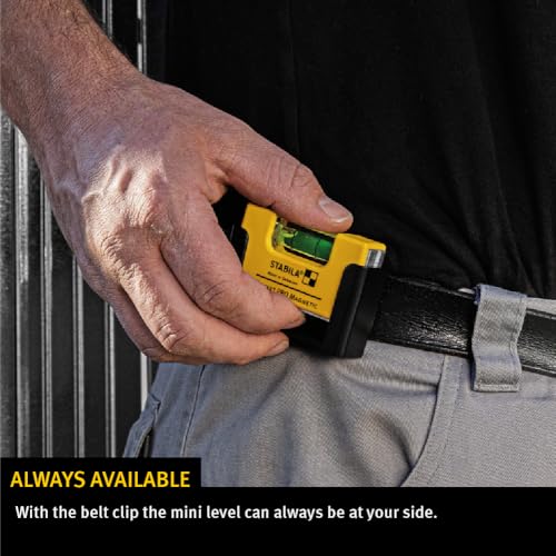 Stabila Pocket Level Pro 11901 — Small Magnetic Bubble Level with Belt Clip