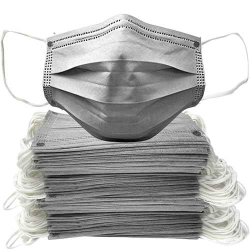 100PCS Gray Disposable Face Masks, Non-medical, 3 Layer Protection Face Masks for Adult, Teenager, Seniors Bag 100pcs (Gray)