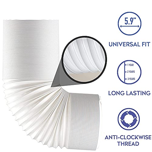 NWESTUN 5.9-Inch Portable AC Exhaust Hose, Expandable Up to 90 Inches, Heat-Resistant, Anti-Clockwise Threaded Ventilation Duct