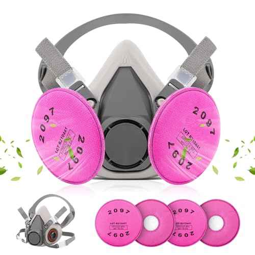Respirator Mask with Filters 2097 : Half Face Respirator Reusable Gas Mask Against Dust, Organic Vapors, Epoxy Resin, Lead Paint, Perfect for Painting, Welding, Metal Cutting, Woodworking