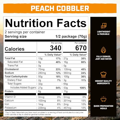 Peak Refuel Peach Cobbler Freeze-Dried Camping Dessert - 1 Pack, 2 Servings