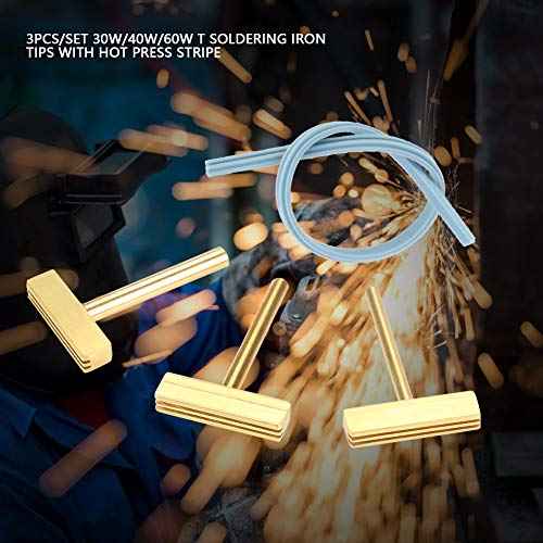 3pcs T Soldering Iron Tips Set with Hot Press for LCD Screen Flex Cable Repair, 30W/40W/60W Flat Tip Soldering Iron Tip for Soft Wire & Instrument Cluster Soldering
