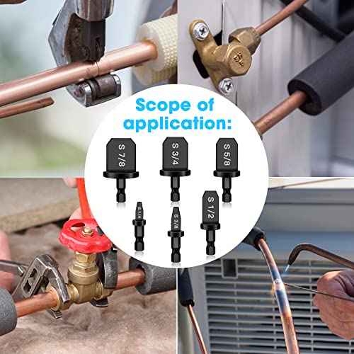 6Pcs HVAC Repairing Set, Boring Drill Bits, Air Conditioner Tube Expander Swaging Tool, Manual Copper Pipe Swage, Soft Copper Tubing Set (1/4", 3/8", 1/2", 5/8", 3/4", 7/8")