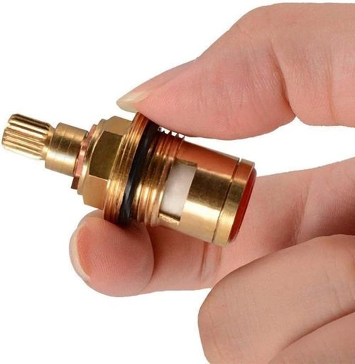 Cartridge, Brass Ceramic Stem Disc Cartridge Faucet Valve Replacement er Turn 1/2 for Bathroom Kitchen Tap (1 Pair Hot & Cold)