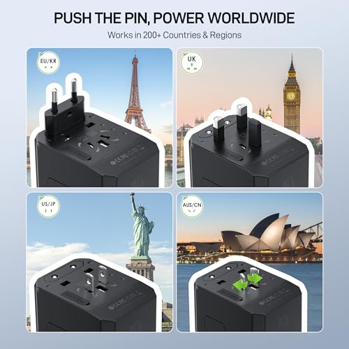 EPICKA 45W Universal Travel Adapter with 3 USB-C & 2 USB-A Ports - Black, Model 45W-5USB