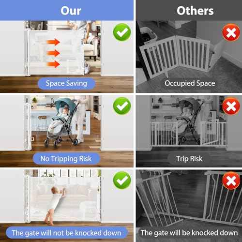 Retractable Baby Gate with Cat Door 55" Wide Retractable Baby Gate for Stairs Mesh Baby Gate with Pet Door Retractable Dog Gate for The House Retractable Pet Gate with Door Safety Gates for Toddlers