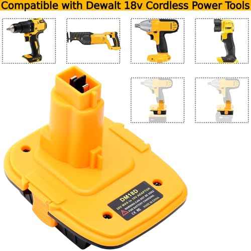 DM18D Battery Adapter Compatible with Dewalt 18v Tools, Convert Compatible with Dewalt 20v or Compatible with Mil-Waukee 18v Li-ion Battery to Work with 18V Cordless Power Tools