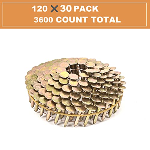 3/4 Inch Coil Roofing Nails 3600 Count - Wire Weld, Electro Galvanized - BHTOP