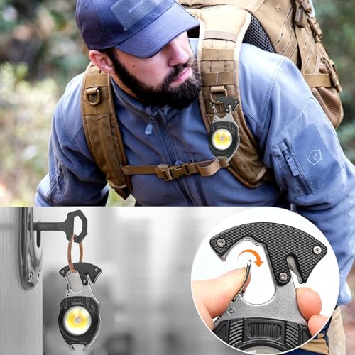 Black 2-Pack MAKDAK Rechargeable Keychain Flashlights with 7 Modes & Lighter Function