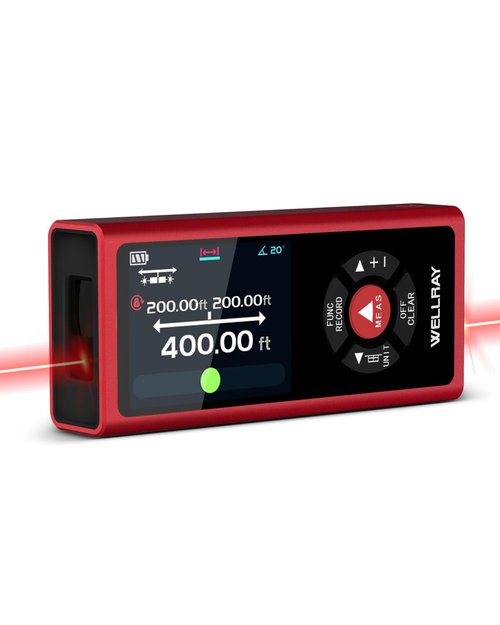 WELLRAY Dual Laser Measuring Tool Aluminum Shell Bi-Directional 400 Ft-in Magnetic Lazer Measurement Rechargeable Laser Meter Measurer Large LCD Digital Tape Measure with Electronic Level Bubble