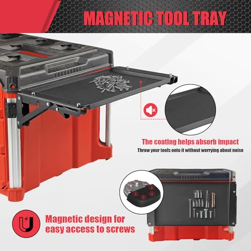 Folding Magnetic Side Table for Milwaukee Packout Toolbox – No-Drill Tool Tray Organizer