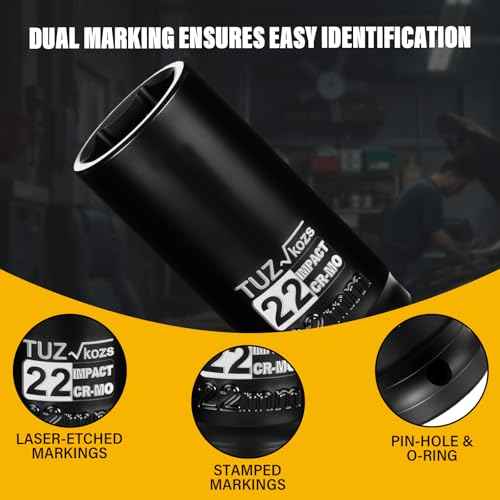 1/2 Inch Drive 22mm Deep Metric Impact Socket,CR-MO,6 Point Radius Corner Design,Square Chamfered Opening,Axle Nut Impact Grade Socket for Easy Removal