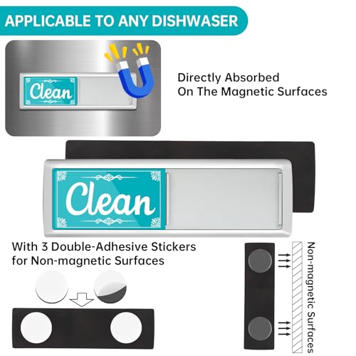 PSLER Clean/Dirty Dishwasher Magnet - Green & Blue Slide Indicator