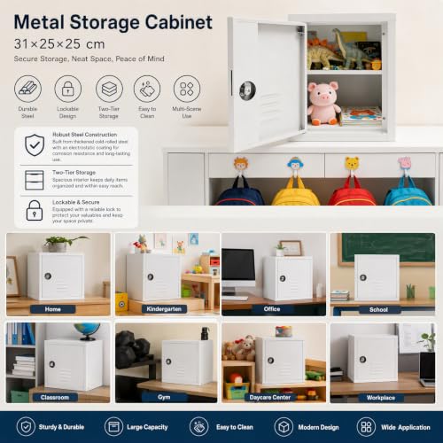 Lockable Metal Storage Cabinet With 2 Compartments – Home Office Locker