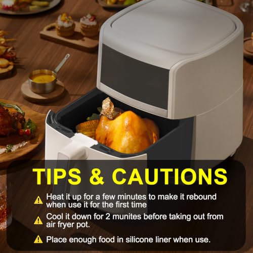 Seropy Air Fryer Liners Square 2 Pack 7.1 Inch for 4-7 QT - Silicone Reusable Baking Mat
