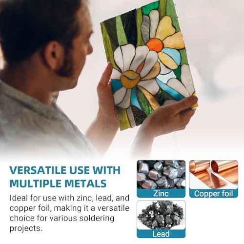 8OZ Liquid Solder Flux for Stained Glass, Handy Soldering Flux with Flux Brush, Stained Glass Paint Supplies Kit & Starter Tools, Easy Clean Up, 237ml