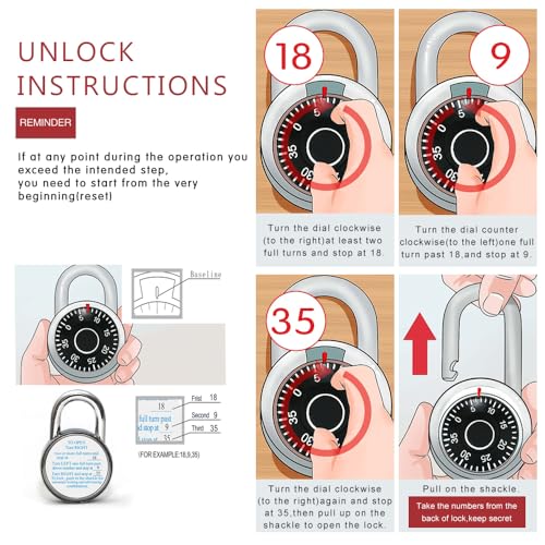 XanHen Black Combination Padlocks - Indoor Gym & School Lockers, 1-Pack