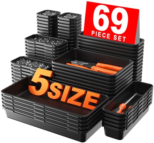 A-LuGei Military Grade 69-Piece Toolbox Organizer Set with 5 Sizes for Garage & Home
