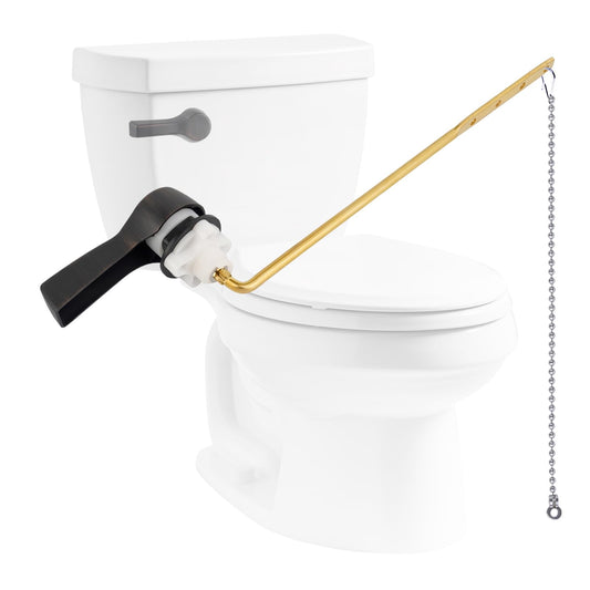 Hibbent Universal Front Mount Metal Toilet Handle Replacement Kit, Brass Toilet Tank Flush Lever with Stainless Steel Adjustable Flapper Chains for Most Toilets, Oil-Rubbed Bronze