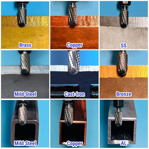 3Pcs 1/4 Carbide Burr Set 1/4" Shank Head Dia 1/2" Dome-End Cylinder Die Grinder Bits Rotary Tools Attachment Kit Rasp Accessories Metal Wood Stone Steel Grinding Deburring Cutting Porting