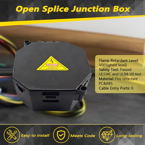MIARALA Black Open Splice Junction Box 2 Pack - Flame-Retardant, Safety-Designed Electrical Enclosures