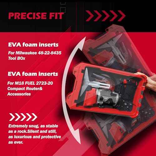 Foam Organizer Insert Fits Milwaukee Packout Box | Compatible with M18 FUEL Compact Router Models 2723-20 | EVA Foam Liner for Router Tool and Accessories (Tool and Tool Box NOT Included)