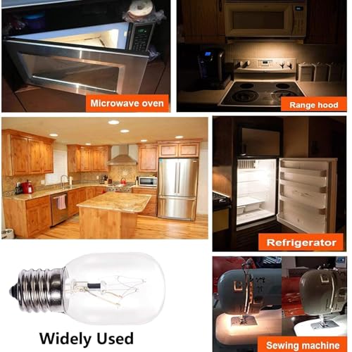 40W E17 Microwave Oven Light Bulb - 6 Pack, Incandescent Replacement for Whirlpool/GE/Maytag