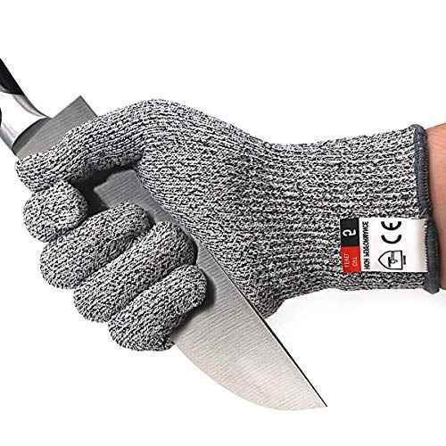 DEYAN Cut Resistant Gloves, Level 5 Protection Safety Cutting Gloves, Kitchen Cuts Glove for Chef Oyster Shucking, Mandolin Slicing, Meat Cutting and Wood Carving(Large-2 Pairs)