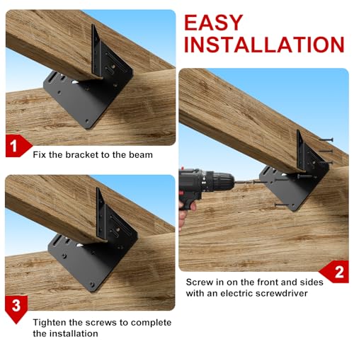 JimXiaLai Black Steel Hurricane Ties for Rafters - 30 Pack, 1.2mm Heavy-Duty