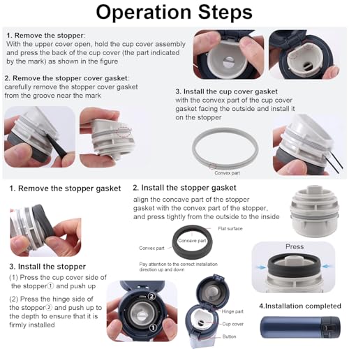 BOXOB 12Pcs Zojirushi SM-K Gasket Replacement Set—Silicone Lid Seals & Rings