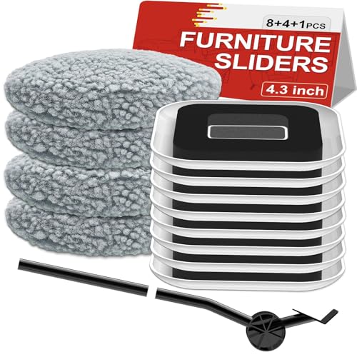 4.3in Multi-Surface Furniture Sliders 3-in-1 Kit with Plush Socks & Extender (8+4+1 Pack) - Easy Furniture Moving
