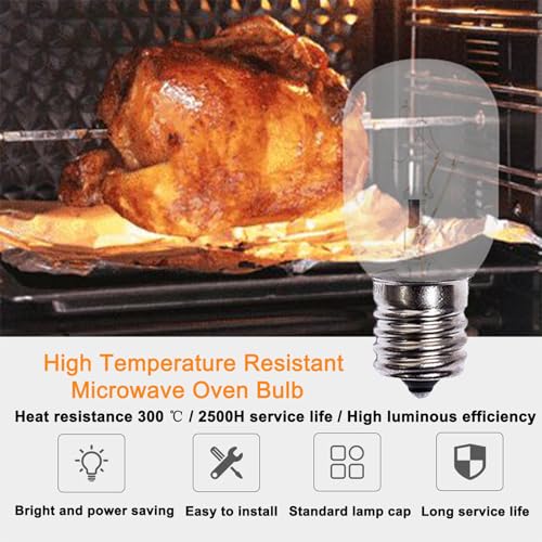 40W E17 Microwave Oven Light Bulb - 6 Pack, Incandescent Replacement for Whirlpool/GE/Maytag